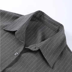 Striped Lapel Single-Breasted Suit - Muselune