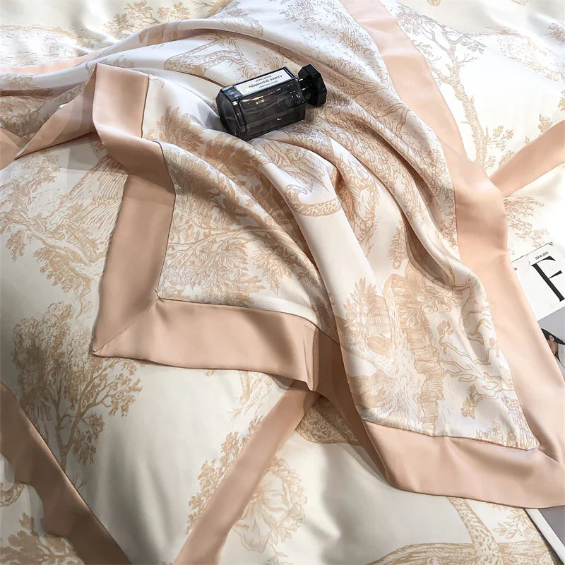 Silky Soft Lyocell Bedding Set – Eucalyptus Fiber, Forest & Leopard Print - Muselune
