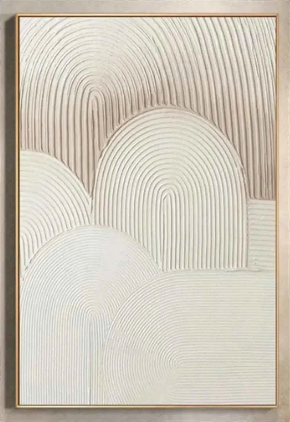 White Minimalist Ocean Wave Canvas – Textured Wabi-Sabi Wall Art - Muselune