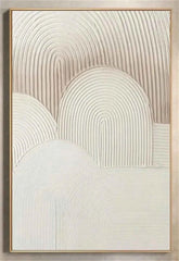 White Minimalist Ocean Wave Canvas – Textured Wabi-Sabi Wall Art - Muselune