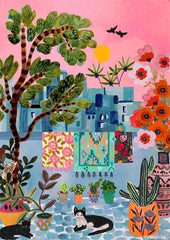 Colorful Mountain City Canvas – Abstract Travel-Inspired Wall Art - Muselune