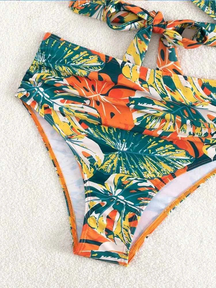 Sexy Two-Piece Swimsuit – Floral Print, Push-Up Fit - Muselune