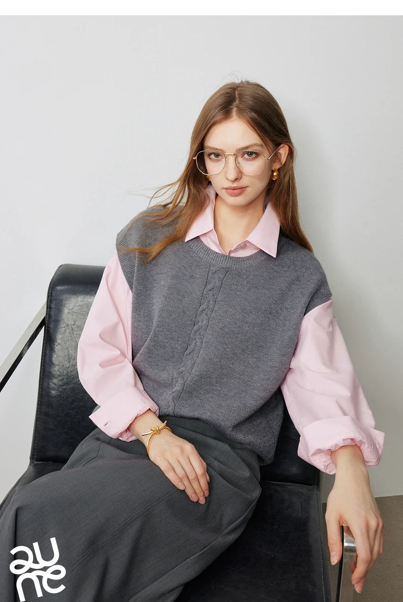 Autumn New Twisted Sleeveless V Neck Pullover Sweater Tops - Muselune