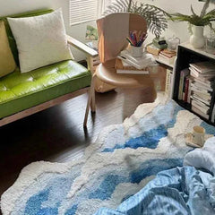 Ocean Wave Tufted Rug – Aesthetic Non-Slip Plush Carpet - Muselune