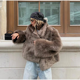 Cardigan Fur Long Sleeve Coat Muselune