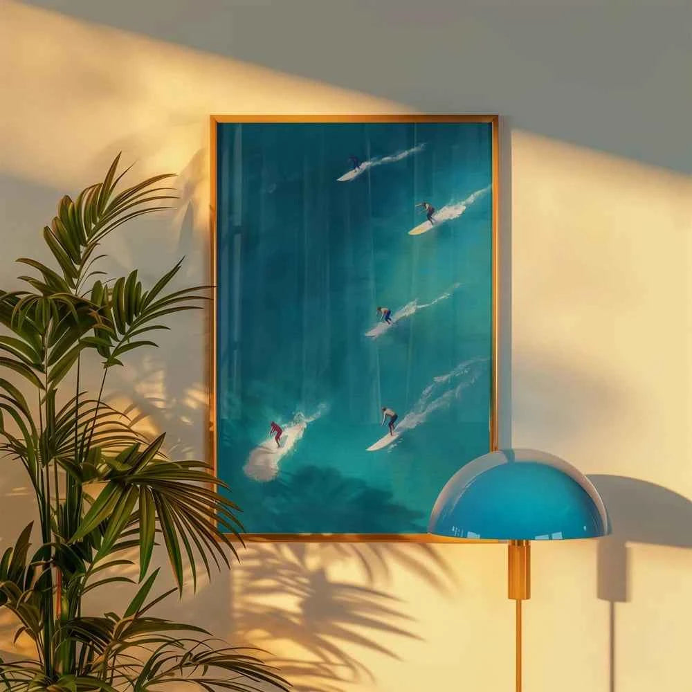 Summer Ocean Swimming Canvas – Modern Minimalist Wall Art - Muselune