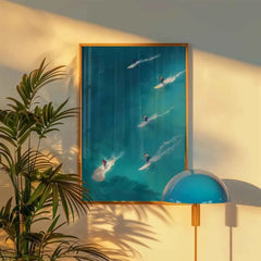 Summer Ocean Swimming Canvas – Modern Minimalist Wall Art - Muselune