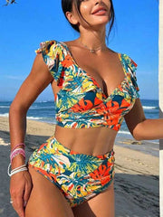 Sexy Two-Piece Swimsuit – Floral Print, Push-Up Fit - Muselune