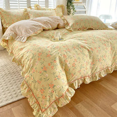 Floral Ruffle Quilt bedding – 100% Cotton - Muselune
