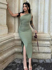 Elegant Split Sleeveless Slim Maxi Dress - Muselune