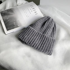 Solid Color Chenille Knitted Soft Leisure Hat Muselune