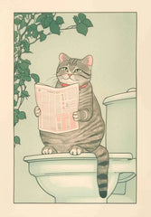 Japanese Tabby Cat Poster – Retro Art for Japandi Decor - Muselune