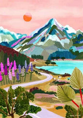 Colorful Mountain City Canvas – Abstract Travel-Inspired Wall Art - Muselune