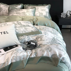 Silky Soft Lyocell Bedding Set – Eucalyptus Fiber, Forest & Leopard Print - Muselune
