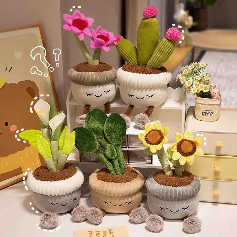 Plush Cactus & Sunflower – Cute Kawaii Blooming Soft Toy Gift - Muselune