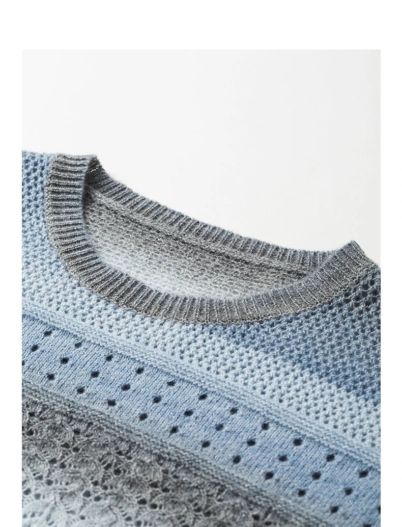 Round Neck Gradient Mohair Lightweight Woolen Knitted Tops Muselune