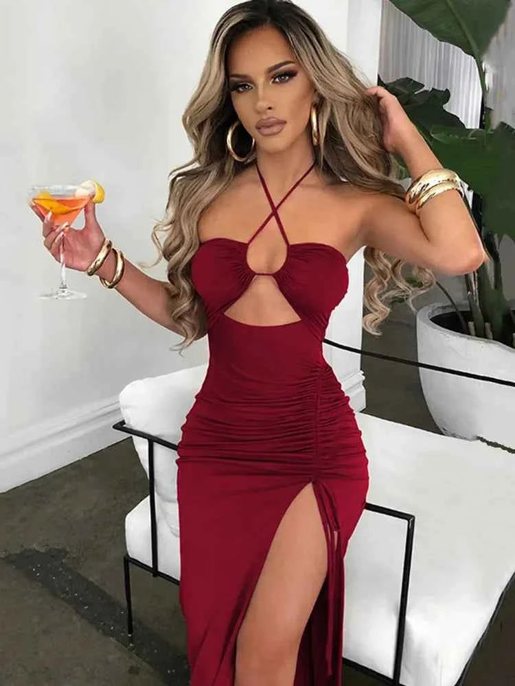 Sleeveless Sexy Midi Backless Dresses Slim Night Club Party Dress - Muselune