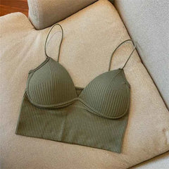 Sexy V-Neck Knit Crop Camisole/Tops – Push-Up, Stretch & Bralette Style - Muselune