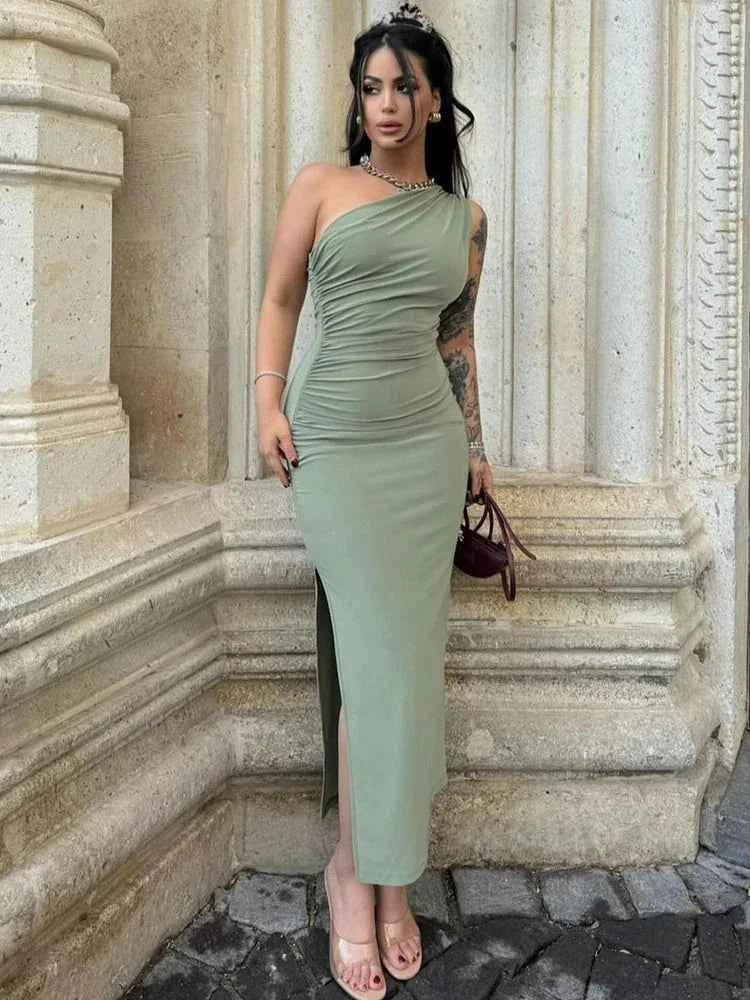 Elegant Split Sleeveless Slim Maxi Dress - Muselune
