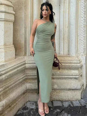 Elegant Split Sleeveless Slim Maxi Dress - Muselune