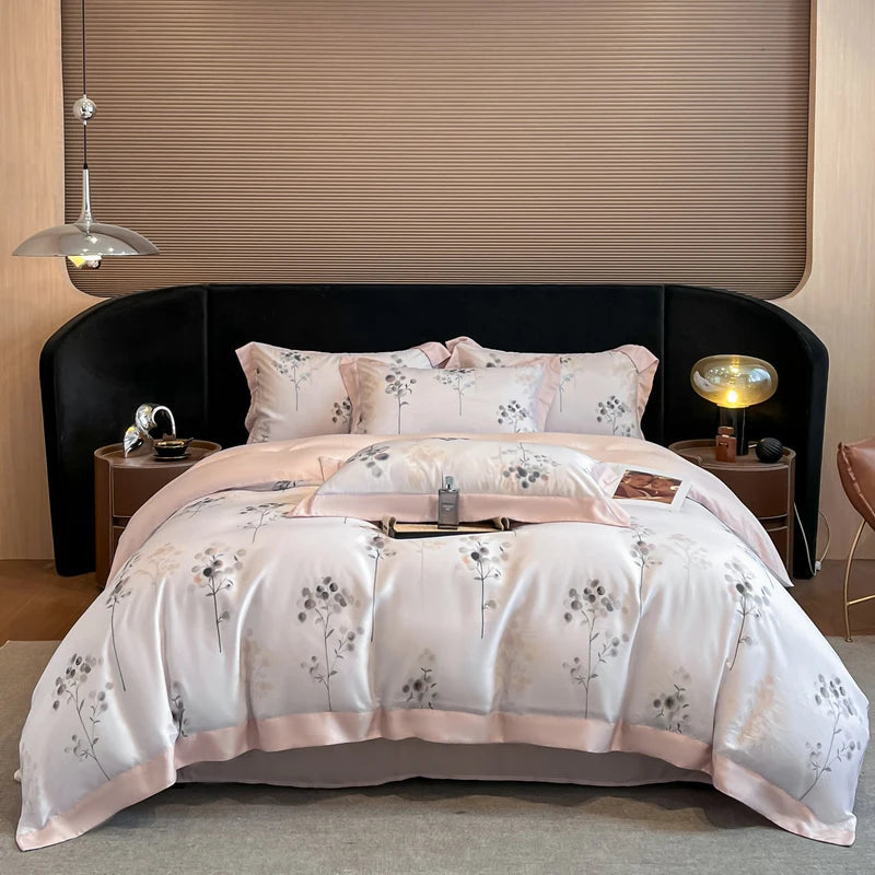 Luxury Fiber Soft Silky Duvet Flowers and Plants Bedding Set - Muselune