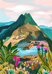 Colorful Mountain City Canvas – Abstract Travel-Inspired Wall Art - Muselune