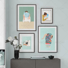 Laundry Girl Canvas – Nordic Washing Machine & Bathtub Wall Art - Muselune
