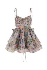 High Waist - Plants Design Short Dress - Muselune