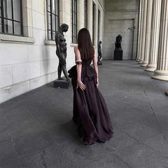 White O-neck Elegant Pleated Top Long Skirt Sets