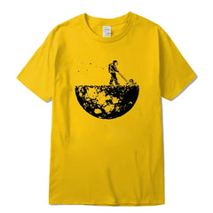 100% Cotton Space Loose O-neck T-shirt - Muselune
