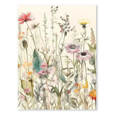 Modern Botanical Watercolor Canvas – Wild Flowers & Leaves Wall Art - Muselune