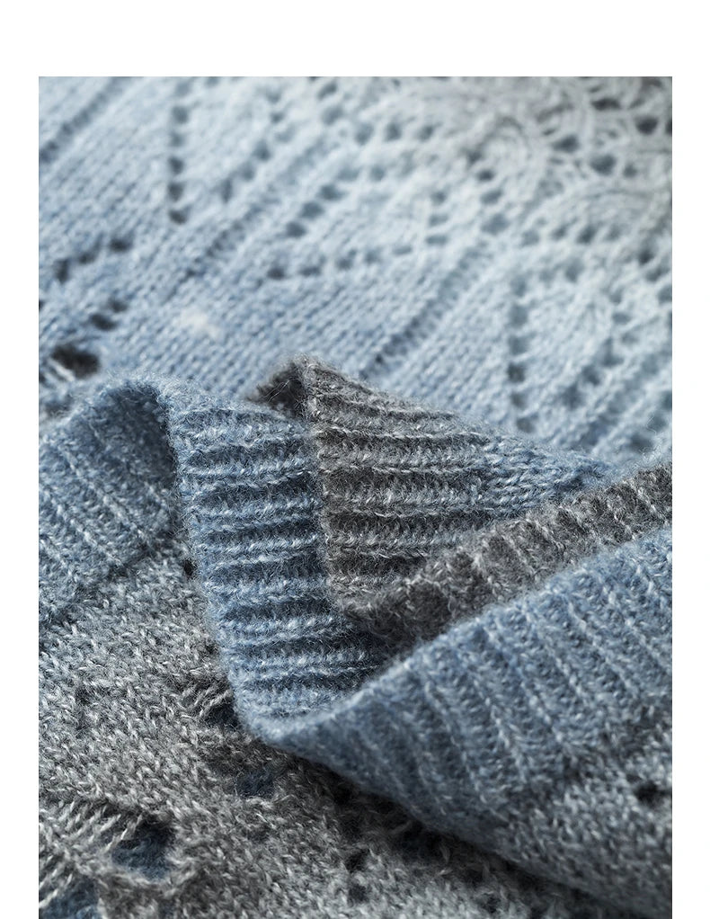 Round Neck Gradient Mohair Lightweight Woolen Knitted Tops Muselune