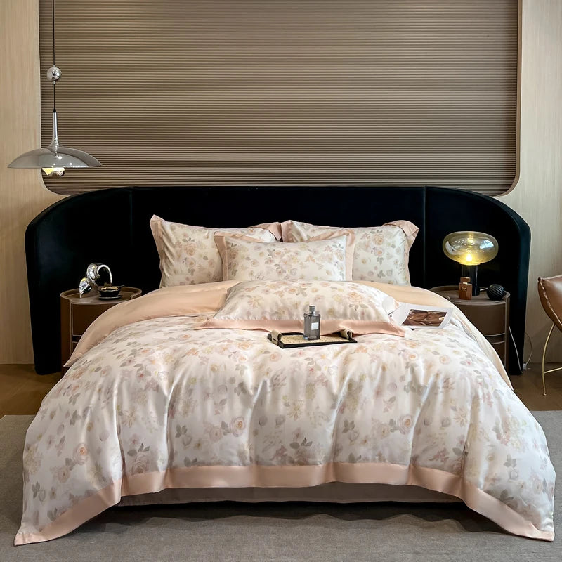 Luxury Fiber Soft Silky Duvet Flowers and Plants Bedding Set - Muselune