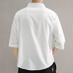 Stand Collar Mid-Sleeve Shirt - Spring & Summer - Muselune