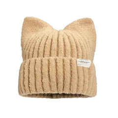 Cute Cat Ear Beanie Knitted Hap Muselune
