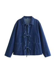 Denim Blouse Lace-Up Shirt & Outerwear