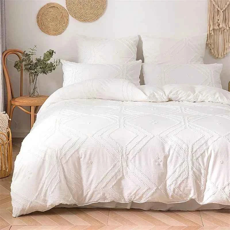 Geometric Floral Queen Bedding – Twin to King Duvet Cover & Pillowcases - Muselune