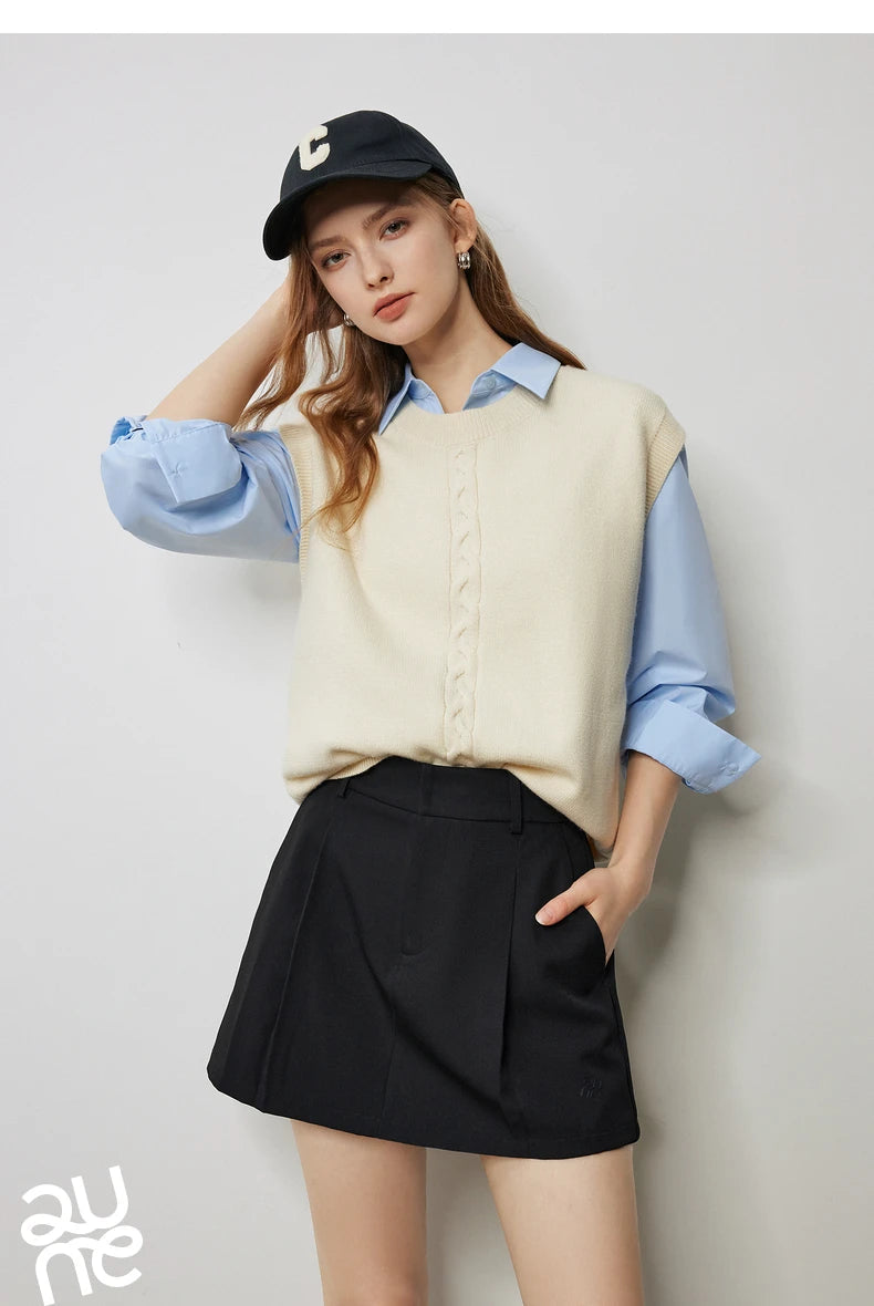 Autumn New Twisted Sleeveless V Neck Pullover Sweater Tops - Muselune