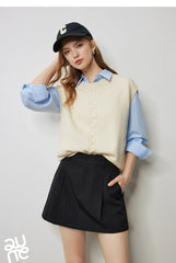 Autumn New Twisted Sleeveless V Neck Pullover Sweater Tops - Muselune