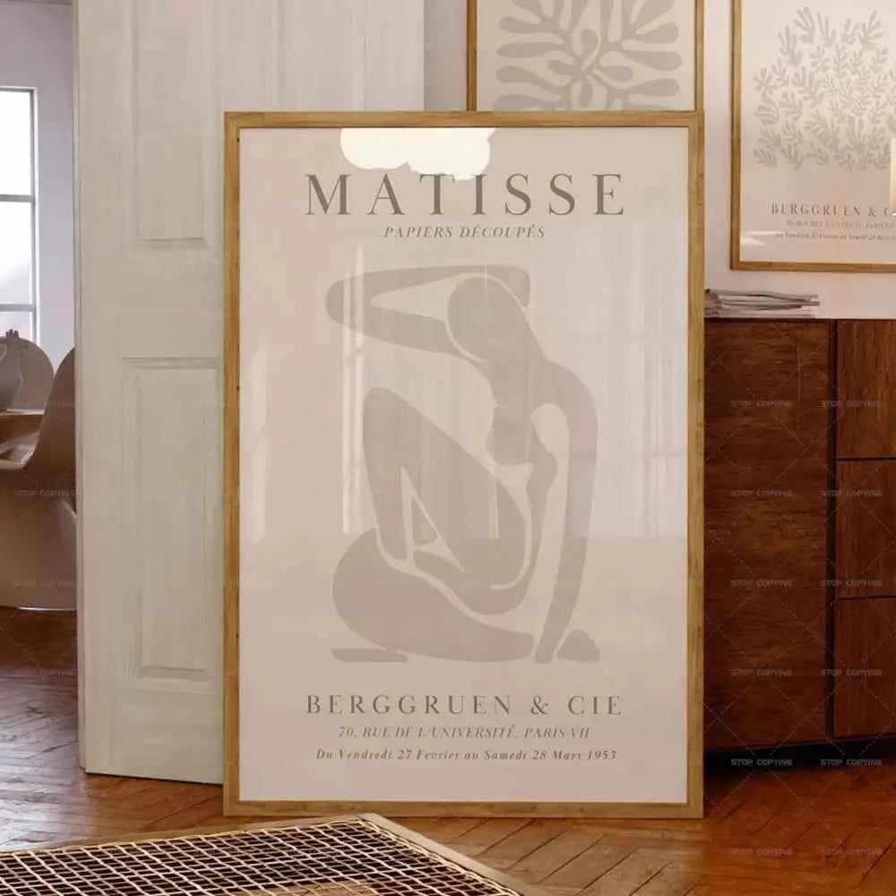 Mid-Century Beige Gallery Canvas – Matisse & Picasso Exhibition Art - Muselune