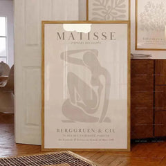 Mid-Century Beige Gallery Canvas – Matisse & Picasso Exhibition Art - Muselune