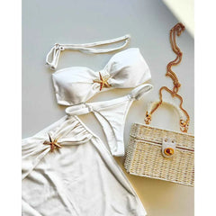 3-Piece Bikini Set – Micro Brazilian Swimsuit with Skirt - Muselune
