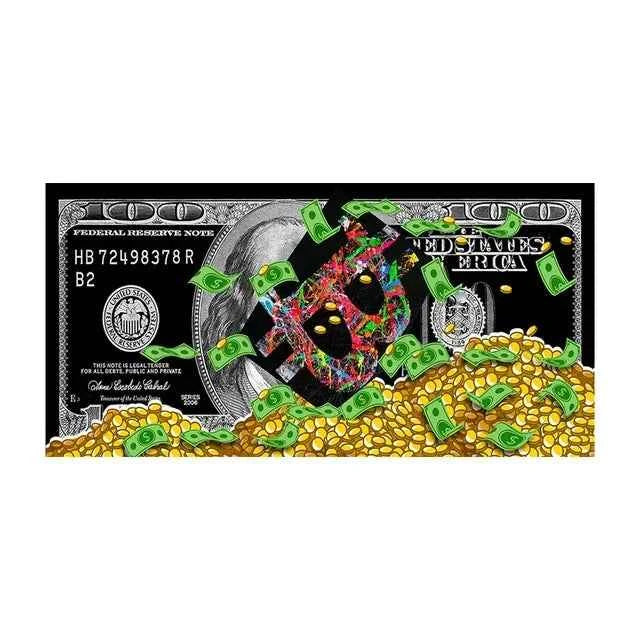 Art One Hundred Dollar Bills Canvas Paintings Modern Abstract Graffiti Money Poster Picture for Living Room Wall Decor Cuadros - Muselune