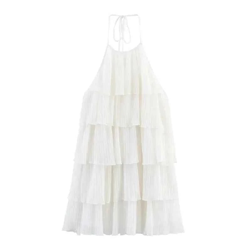 Backless Ruffle Cake Dress - Muselune