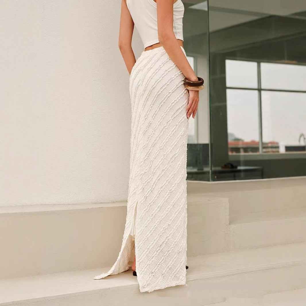 Fashionable Knitted Jacquard Split Skirt - Muselune