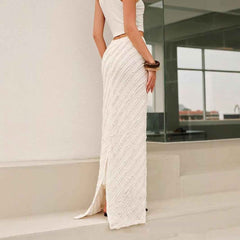 Fashionable Knitted Jacquard Split Skirt - Muselune