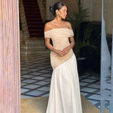 Color Block Off-Shoulder Dress - Muselune