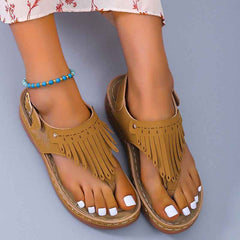 Women's Roman Cutout Thong Wedge Beach Sandals - Muselune