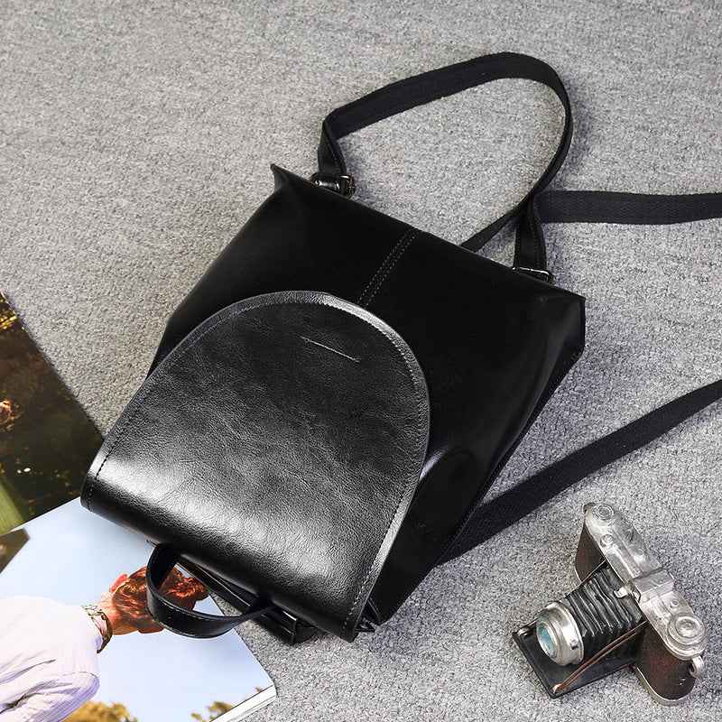 Genuine Leather Messenger Retro Backpack - Muselune