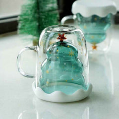 Double Heat Resistant Glass Christmas Tree Coffee Cup